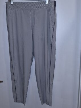 Athleta Brooklyn Jogger Ankle Pants Black and White Pinstripe Size 14